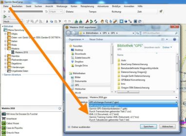 Garmin BaseCamp -Exportieren im Format KML