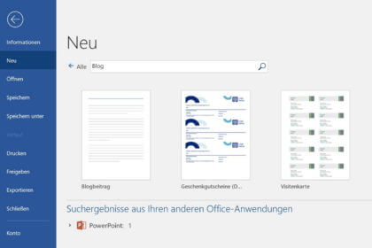 Im Suchfeld Blog eintagen