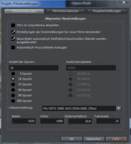 Magix Video -Projekt- und Filmeinstellungen