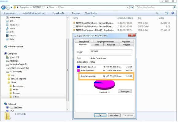 Speicherkapazität nur 32GB