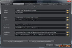 Magix Video deluxe Programmeinstellungen  -Ordner