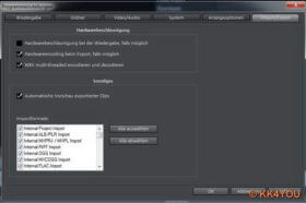 Magix Video deluxe Programmeinstellungen  -Import/Export