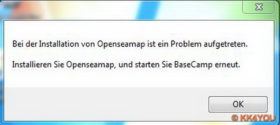 Fehlermeldung nach der Installation von OpenSeeMap und dem Start von BaseCamp