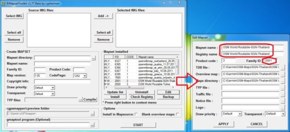 Einsatz von Mapset Toolkit zur Änderung der ID und Bezeichnung der benutzerdefinierten Karte