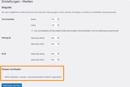 Standard WP Medien Einstellungen