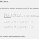 Web-Bilder: Empfohlene Einstellung der Bildgrößen in der Mediathek