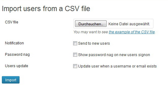 Import users from a CSV File