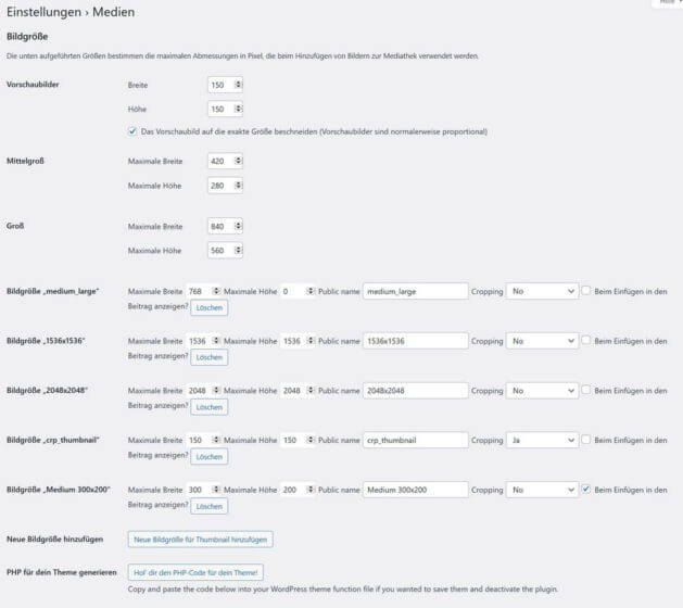 Zusätzliche Bildgößen per Plugin Simple Image Sizes