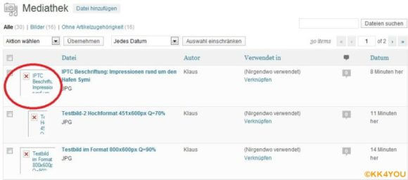 WP-Mediathek -Thumbnail verschwunden!